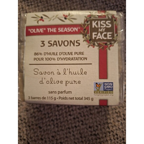 Kiss My Face “Olive” The Season” Olive Oil Soap Bars (3PK) VEGAN-FRAGRANCE FREE - Picture 4 of 5